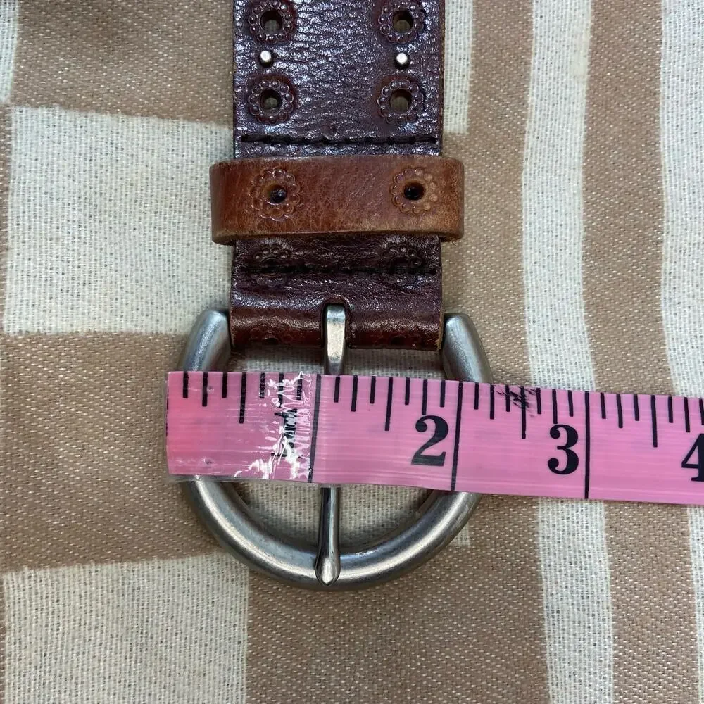FOSSIL Women's Leather Belt Walnut Sz S Equestrian Cowgirl Western Southern Wear